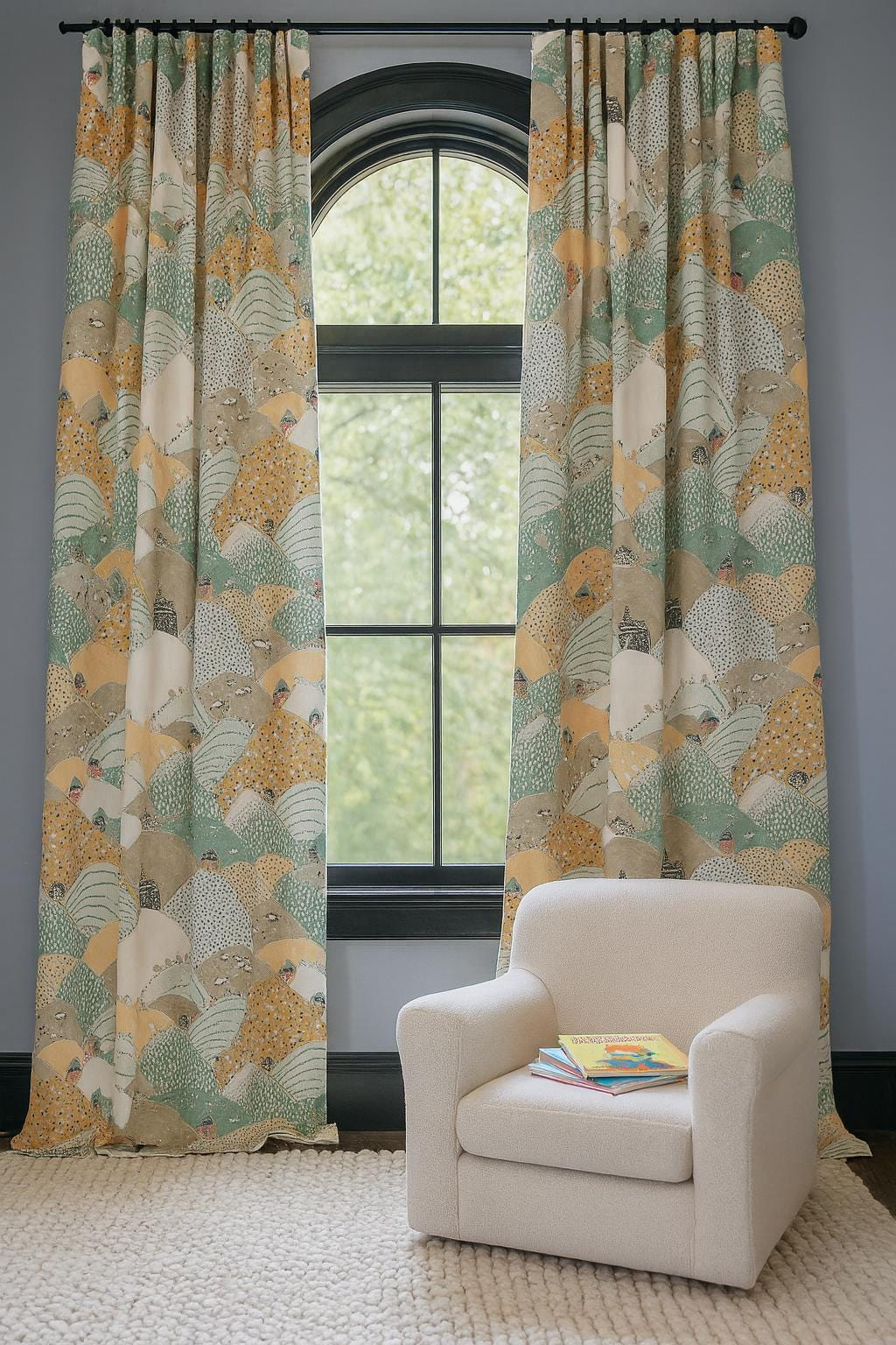 Sage Soft Forest Landscape Curtains