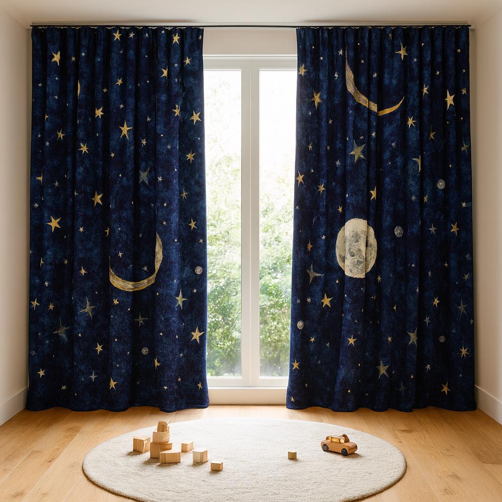 Navy Starry Night Blackout Curtains
